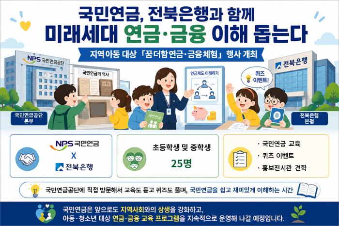 국민연금-전북은행 '아동 연금·금융 이해 돕는다' 기사 이미지